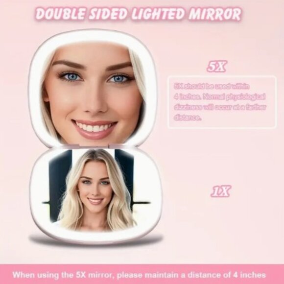 White Rechargeable LED Light Compact Mirror NEW - Picture 1 of 5